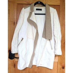 Zara Woman White Cotton Jacket XS Pockets Coastal Grandma Quiet Luxury Soft Girl